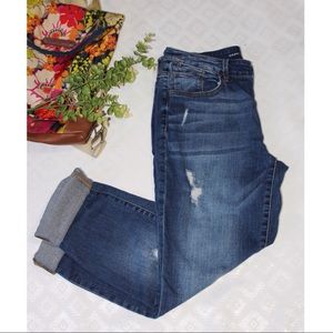 Medium-Dark Washed Boyfriend Jeans